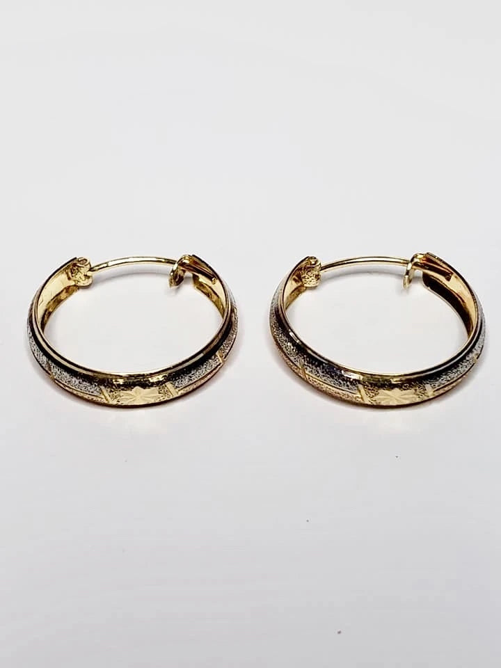 Flor 14k Tri Color Gold Hoop Earrigns