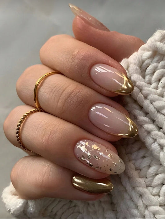 Golden Sheer Almond Nails