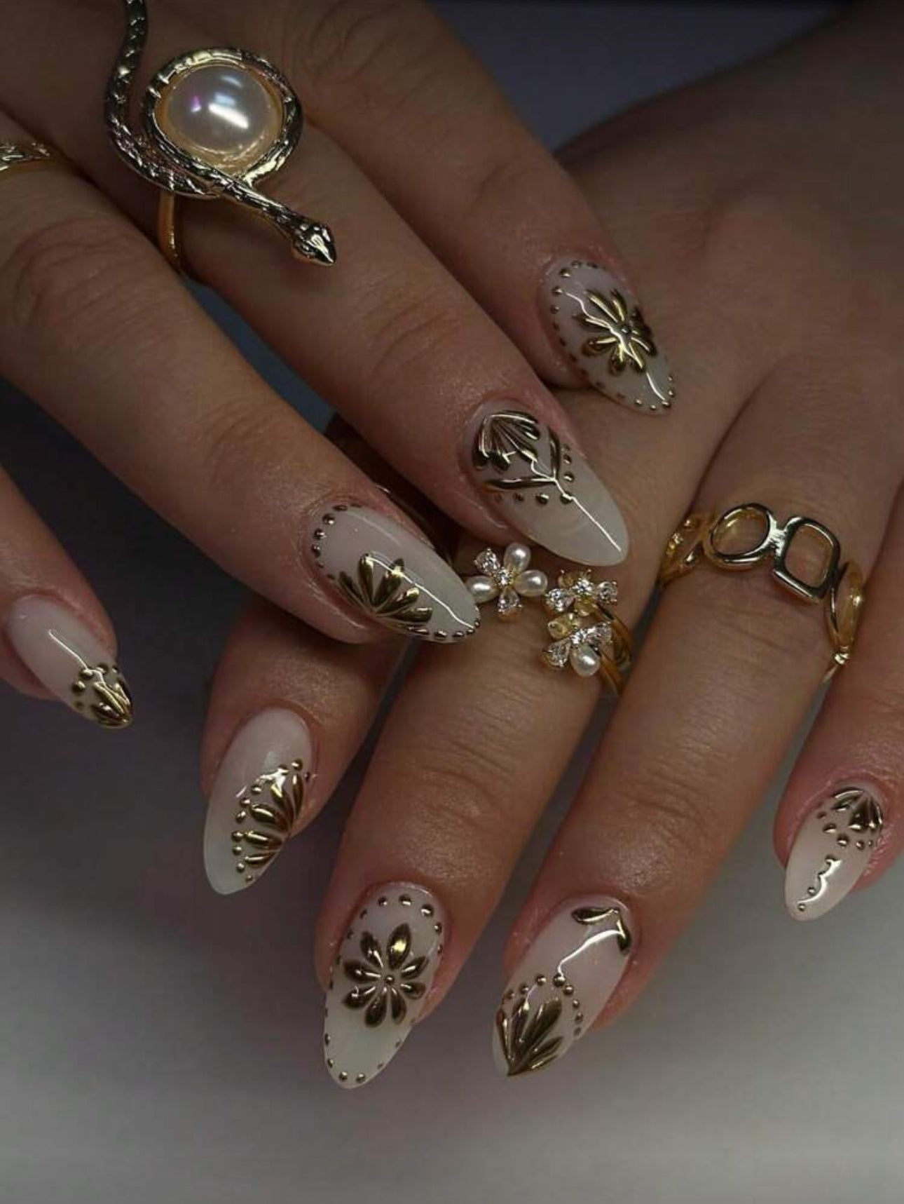 Milk Tea Almond shaped nails