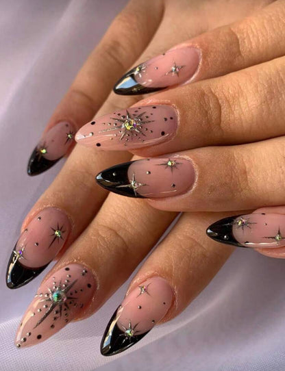 Starry Night Almond Nails