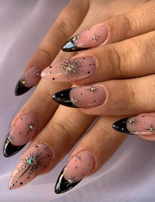 Starry Night Almond Nails