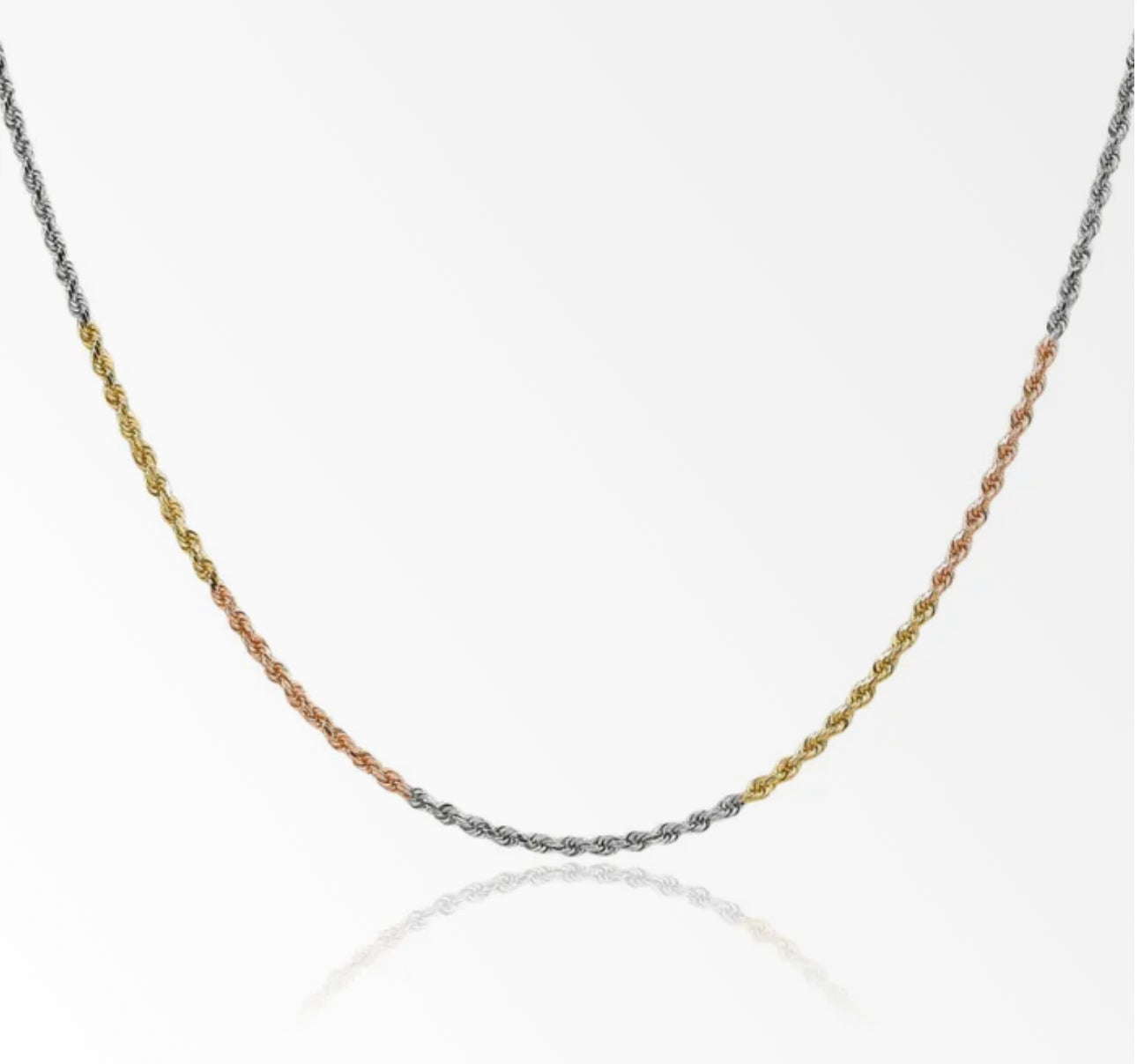 Tres Colores 1mm 18in rope chain 14K Gold