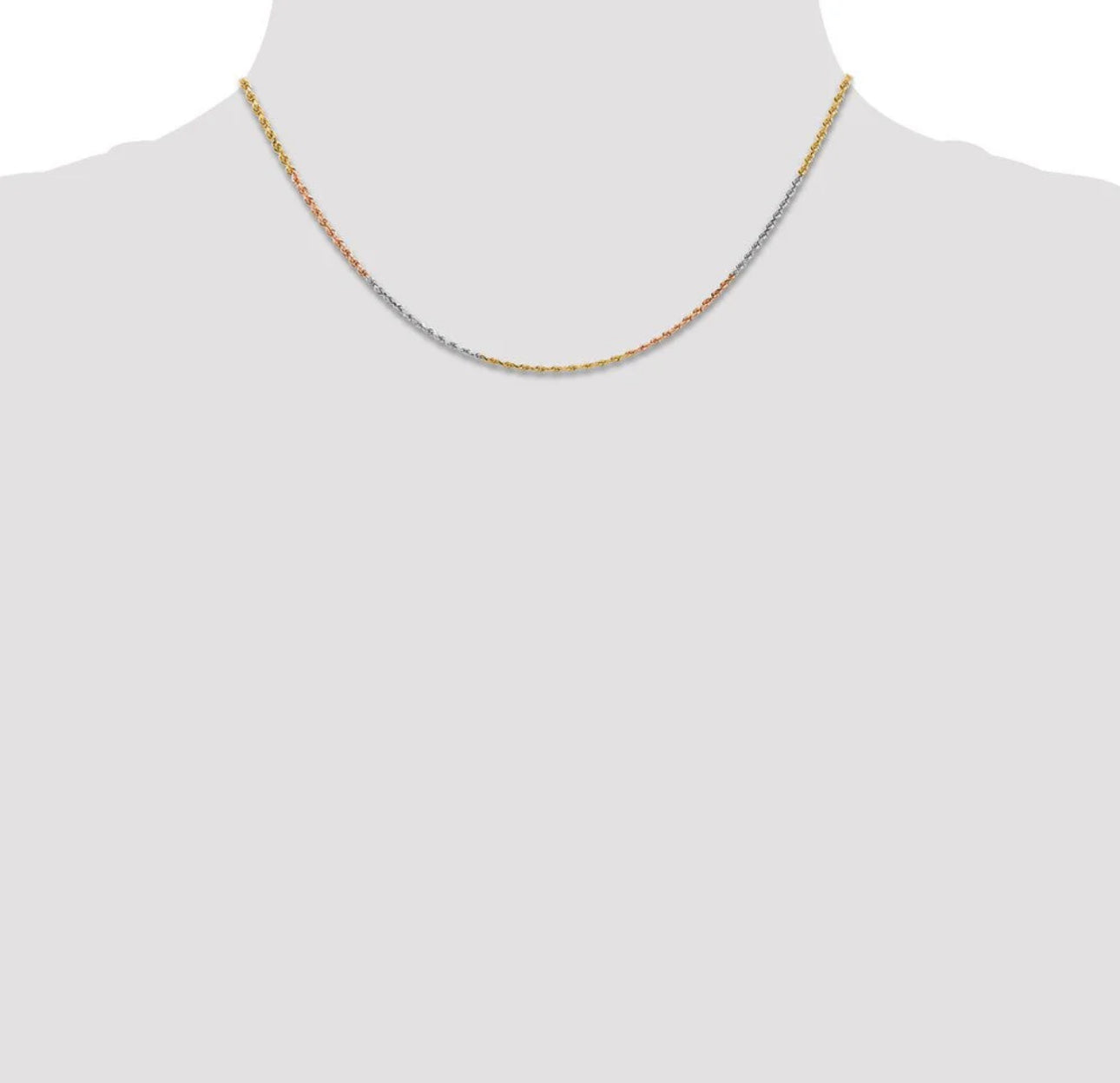 Tres Colores 1mm 18in rope chain 14K Gold