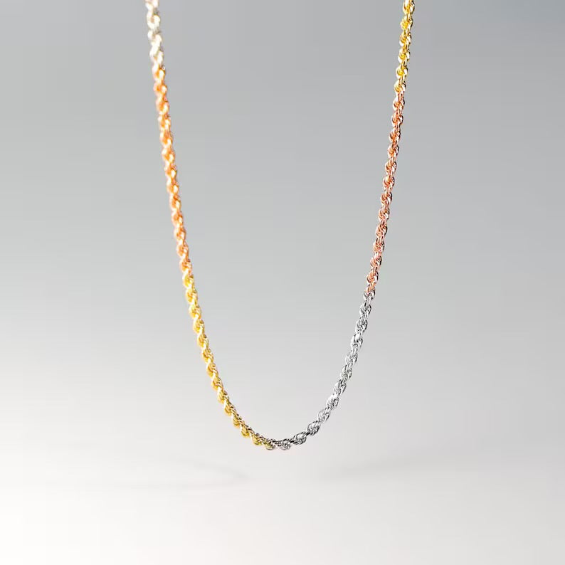 Tres Colores 1mm 18in rope chain 14K Gold