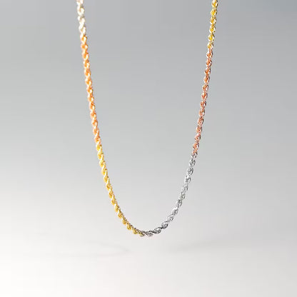 Tres Colores 1mm 18in rope chain 14K Gold